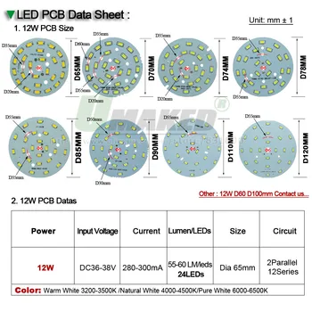 UMAKED 12W 85mm LED PCB DIY Žarnica Stropne luči Downlight Aluminijasta Svetilka ploščo SMD5730 Led Luč Nameščena Toplo/Naravne/Bela