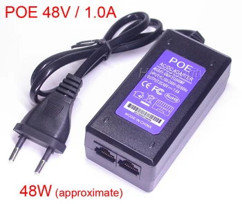 POE napajanje napajanje za IP, omrežna kamera Evropske napajalni kabel vhod AC100-240V / izhod DC48V Mid-Span 4/5(+) 7/8(-) 1.0 A (maks.)