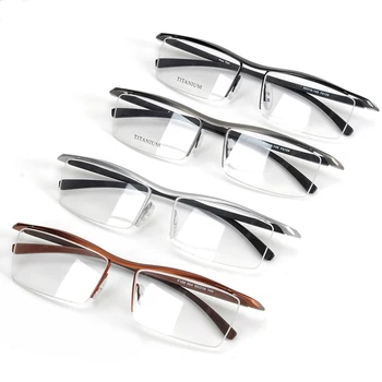 Browline Pol Platišča Titanium v Kovinski Okvir Očal za Moške, Modni Očala Kul Optičnih Očal Človek Očala na Recept Okvir