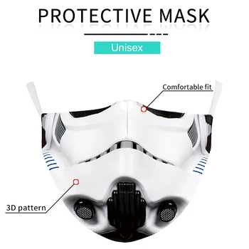 3D Tiskanih Star Vojne Masko Kritje Anti Meglica Dustproof mogoče oprati in Ponovno uporabiti Usta Mascarillas z 2 5-Slojni Filter Za Odrasle