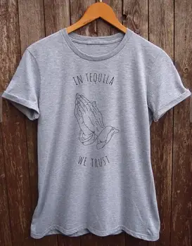 Ženske/Moški Priložnostne Slog Tee v Tequila zaupamo Graphic T-Shirt Smešno Pismo Dekle Srčkan Vrh Obleke unisex Plus Velikost
