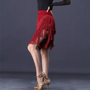 Ženske Latinski Ples Krilo Spodaj Nove Tassel Strokovnega Usposabljanja Plesne Kostum