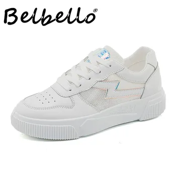 Belbello 2019 Nov slog casualstreets beli čevlji Študentov športni čevlji Dihanje Moda Preproste Ženske Stanovanj