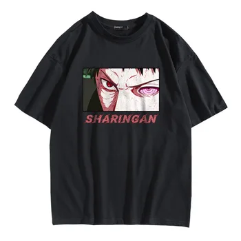 NARUTO Obito Sharingan T Shirt Japonski Anime Tiskanja Kratkimi Rokavi Rdeče Svoboden Vrh Moški Ženske Bombaža T-shirt Harajuku Poletje Tshirt