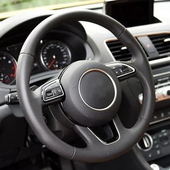 Srebro ABS chrome volan trim vstavi simbol okvir center logotip obroč pokrov in pribor za Audi A3 S3 8V A4 B8 B9 A7 Q3