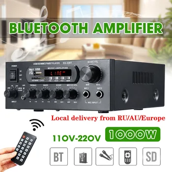 1000W 220V 110V bluetooth Audio Ojačevalnik za Domači Kino Ojačevalniki, amplificador Audio z Daljinskim upravljalnikom Podpora FM, USB