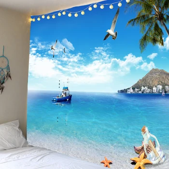 Poletni plaži steni visi 3d digitalni tisk seascape tapiserija doma dekoracijo