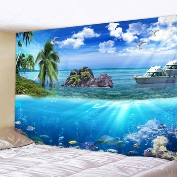 Poletni plaži steni visi 3d digitalni tisk seascape tapiserija doma dekoracijo