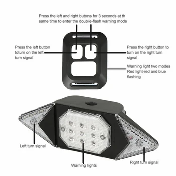 USB LED Luč Kolo Kolesa, Lahka Akumulatorska MTB Kolo Luč Zadaj Rep Opozorilne Luči Varnosti Kazalnik Brezžični Daljinski upravljalnik