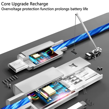 LED Luči USB Tip C usb-c Hitro Polnjenje Podatkovni Kabel, Polnilnik, USB Kabel Za XiaoMi Huawei Samsung S8 S9 Pametni Telefon