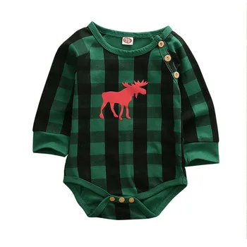Božič Bodysuits Novorojenčka Telo Baby bodysuit Fant Dekle Božič Oblačila Jelena Plaids Jumpsuit Obleke