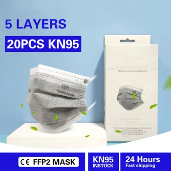 5 Plasti FFP2 KN95 Masko za Zaščito sivo Masko Varnost Respirator Zaščitna Maska Proti Prahu Onesnaževanja Maske FFP2