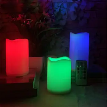Brezplamensko Elektronski LED Sveča Z RGB Daljinski upravljalnik Vosek Steber Sveča Za Božič Sveča Novo Leto Tabela Svetlobe Doma Dekor