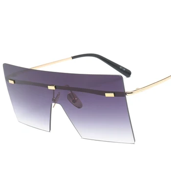 HBK Unisex Pilotni Rimless sončna Očala Prevelik Velik Okvir Retro Ženske blagovne Znamke Oblikovalec Razkošje Moških do leta 2018 Nova Modna sončna Očala UV400
