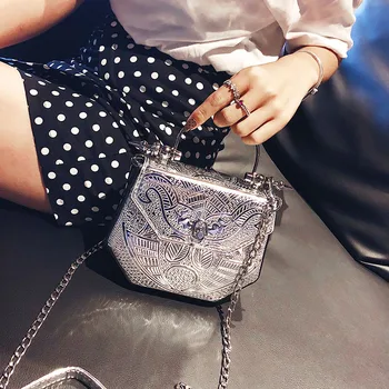 Torbe za ženske torbici oblikovalec Osebnost kovinski torbico, modni trend novih reliefni verigi rame