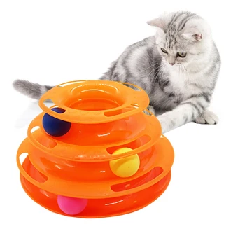 Pet Treh Ravneh Mačka Igrače Stolp Skladbe Disk Mačka Inteligence Zabaviščni Trojno Zgoščenko Mačka Igrače Žogo Usposabljanje Zabaviščni Ploščo