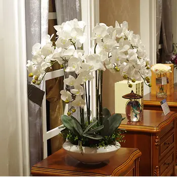 Umetni velika velikost PU pravi dotik ročno občutek orhideja cvetlični aranžma bonsaj cvet, samo ne vaza luxious šopek rož