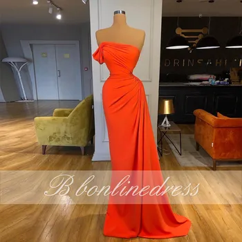 2020 Elegantno Oranžna morska deklica Večerno Obleko Dolgo Vestidos Očarljivo Večerne Obleke Eno Ramo Formalno Stranko Obleke haljo de soiree