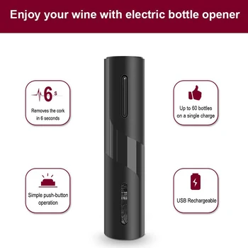 Nov Električni Odpirač za Vino za ponovno Polnjenje Samodejno žepni nož Ustvarjalne Vina, Steklenica Odpirač s USB Kabel za Polnjenje Obleko za Domačo Uporabo