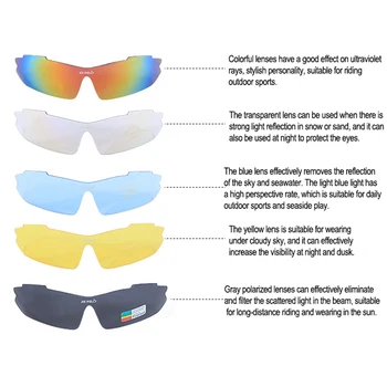 Polarizirana Šport Moških sončna Očala Cesti Gorsko Kolo Očala Za Kolesarska Očala Zaščita Očal Nastavite S 5 Objektiv+Primeru gafas mtb