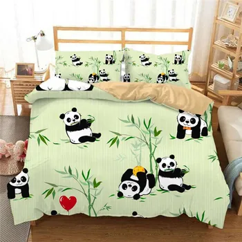 Panda posteljnina nabor kraljica velikosti otroci rjuhe kritje nastavite z prevleke tolažnik kritje posteljno perilo twin postelje set