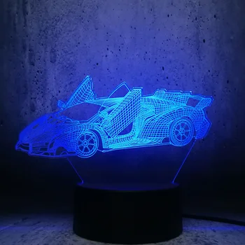Lamborghini Veneno dirkalnika Model 3D LED Svetilka Noč Svetlobe Kul igrača najstnik superšportnega navijači rojstni dan Soba Dekor žarnica
