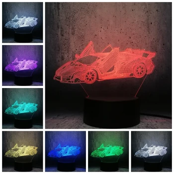 Lamborghini Veneno dirkalnika Model 3D LED Svetilka Noč Svetlobe Kul igrača najstnik superšportnega navijači rojstni dan Soba Dekor žarnica