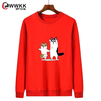 Shiba Inu Husky print Majica Moški pulover s kapuco Crewneck Sweatshirts Pozimi, Jeseni bombaž Hoody Priložnostne Rdeča Črna Bela Ulične