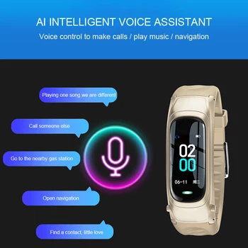 2 v 1 Pametno Gledati Bluetooth Slušalke Srčnega utripa Fitnes Tracker AI glasovni nadzor za Android Za Podjetja, Športne Slušalke