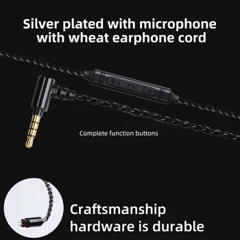 FDBRO 3.5 mm, Mikrofon Slušalke Nadgradnjo Kabel Silver Plated Žične Slušalke MMCX 2pin A2DC Slušalke Kabel Za SE215 SE425 SE535 LS70