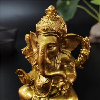 Ganesha Kip Bude, Hišo, Vrt Dekoracijo Zlata Indijski Slon Bog Ganesh Kiparstvo Figurice Doma Dekor Kipi Bude,