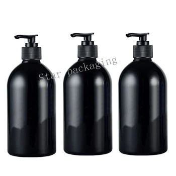 12pcs 500 ml črna losjon črpalka šampon, gel, steklenice, posode za kozmetične embalaže,črna PET plastenka s tekoče milo razpršilnik