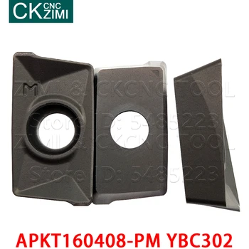 APKT APKT160408-PM YBC301 APKT160408-PM YBC302 Karbida vstavi rezkanje Vstavi orodja za CNC indeksiranih Kovinski stružnica orodja za jeklo
