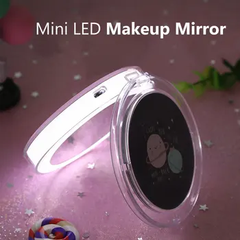 Mini LED Kozmetično Ogledalo Prenosni Krat LED Ogledalo Polnilne USB ročni Potovanja Ogledalo Brezžični USB Polnjenje