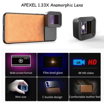 APEXEL 1.33 X Anamorfni Kamere Objektiv Široki zaslon za Snemanje Videoposnetkov Deformacije, Mobilni Telefon, Kamera, Objektiv s C-Mount Posnetek Vlog Za