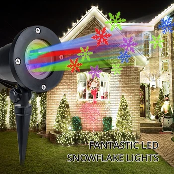 LED novoletne Lučke Laserski Projektor RGBW Aktivira Gibljejo Dinamično Snežinka Film Svetlobo na Prostem Novo Leto Dekoracijo Vrtne Svetilke