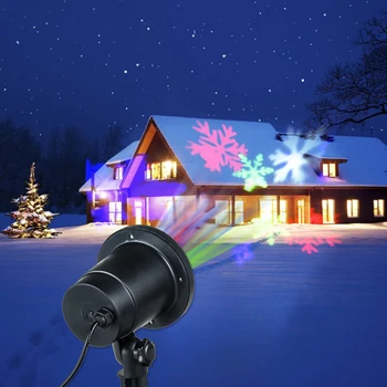 LED novoletne Lučke Laserski Projektor RGBW Aktivira Gibljejo Dinamično Snežinka Film Svetlobo na Prostem Novo Leto Dekoracijo Vrtne Svetilke