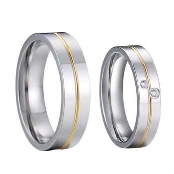 1 par platinum Slog belo zlato barvo moških in žensk, poročni prstani set za pare ljubezen zveze prst prstan