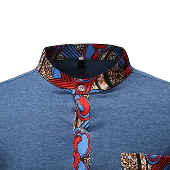 Mozaik Afriške Dashiki Rokavi Moški 2020 Povsem Novo Stojalo Ovratnik Moške Afriška Oblačila Ulične Business Casual Camisa Masculina
