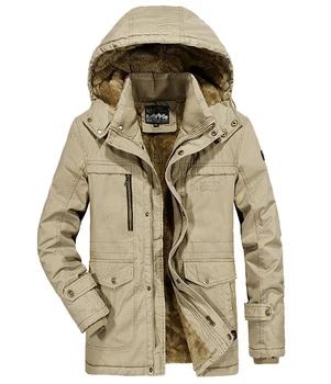 Blagovna znamka Zimskih Vojaška jakna Moški Windbreaker volne Linijskih Suknji Jaqueta Masculina Moške Krzno Hooded sneg parka Plašč moški oblačila