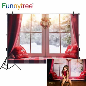 Funnytree backdground naslonjalo rdečim prtom zavese latice okno venec božič kulise tiskanje studio fotografijo ozadja