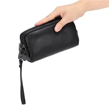 Ženske nova usnjena denarnica barva tri plasti zadrgo, velike zmogljivosti, sklopka usnje multifunkcijski mobilni telefon vrečko za shranjevanje