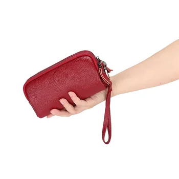 Ženske nova usnjena denarnica barva tri plasti zadrgo, velike zmogljivosti, sklopka usnje multifunkcijski mobilni telefon vrečko za shranjevanje