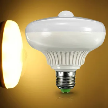Dolga Življenjska doba E27 12W LED PIR Senzor Gibanja Samodejno Varčevanje z Energijo Svetilke Svetu Žarnico Za Zunanjo/Notranjo Senzor Svetlobe toplo bela/