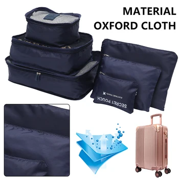 6pcs/nastavi Prtljage Organizator Vrečko Velike Nepremočljiva Potovalni Pripomočki Oxford Pakiranje Kocke Pripomočki Za Oblačila Shranjevanje Vrečk