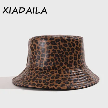 Novo Leopard tiskanja Vedro Klobuk Dvojno Stranicami Klobuk Trdna Vrh Dame Moda Potovanja Klobuk Skp Panama Ribič Klobuk Žensko pokrivalo Moški klobuk