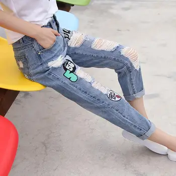 Xisteps Sredi Pasu Svoboden Raztrgala Luknje Uničeno Vezenje Ženske Jeans Traper Hlače Fant Hlače Ženske Priložnostne Ne Stretch