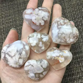 Češnjev cvet agate srce naravni kamni in minerali, kremen kristali duhovno zdravljenje čakre kot darilo 30 mm 2pcs