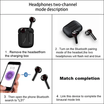 Bluetooth 5.0 Brezžični Čepkov s Polnjenjem Primeru TWS Stereo Slušalke v Uho Vgrajen Mikrofon Slušalke Zvok za Android, iPhone