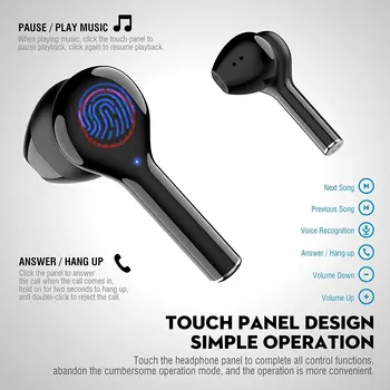 Bluetooth 5.0 Brezžični Čepkov s Polnjenjem Primeru TWS Stereo Slušalke v Uho Vgrajen Mikrofon Slušalke Zvok za Android, iPhone